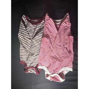 Cat & Jack Baby Bodysuit Bundle‎ 6-9M Long Sleeve Striped Gray Set of 3